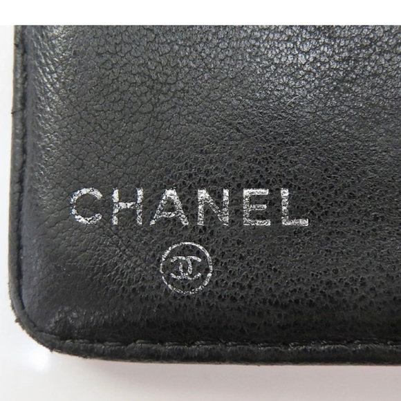 AUTH CHANEL Camellia Lambskin Long Wallet Black - Picture 10 of 11